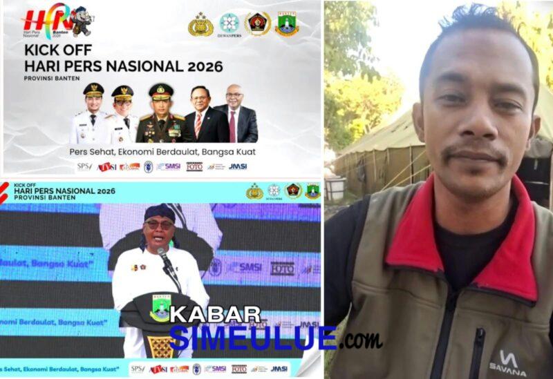 Kick Off HPN 2026 di Kota Serang, Provinsi Banten, Minggu, 30 November 2025 dan Ketua Umum PWI Pusat, Akhmad Munir bersama Kapolri Jenderal Polisi Listyo Sigit Prabowo menyapa Pengurus PWI Aceh diwakili Wakil Sekretaris, Abdul Hadi terkait kondisi terkini bencana banjir dan longsor. (Dok PWI)